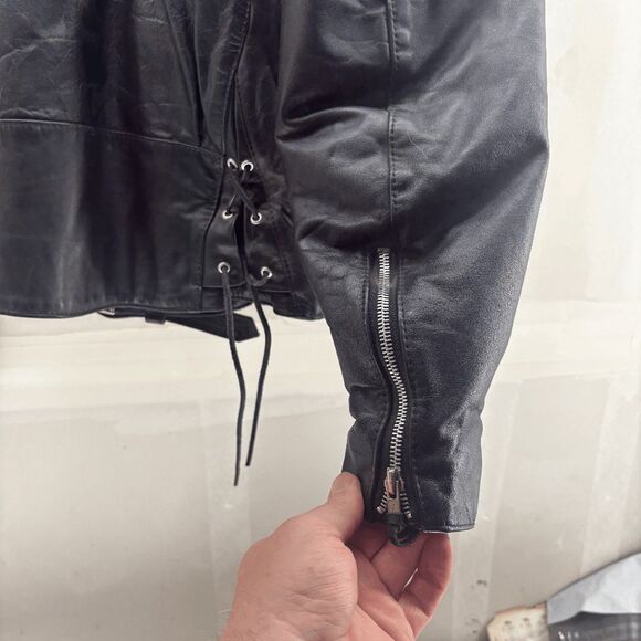 Vintage Harley Davidson Womens Medium Heavy Leather Motorcycle Riding Jacket 80s - Picture 11 of 14